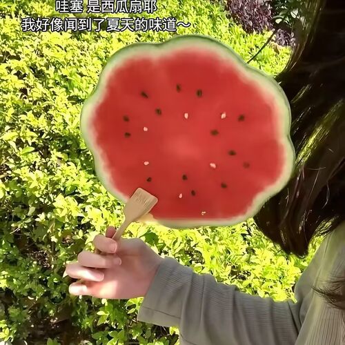 夏日清甜西瓜仿真水果团扇打卡