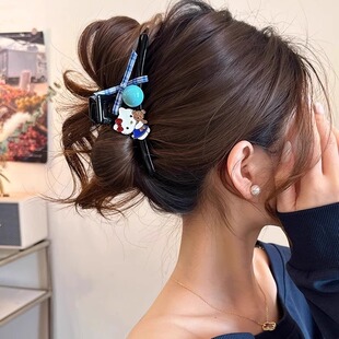 甜美可爱小狗蝴蝶结抓夹韩系发夹后脑勺感ins心鲨鱼夹重工学院风