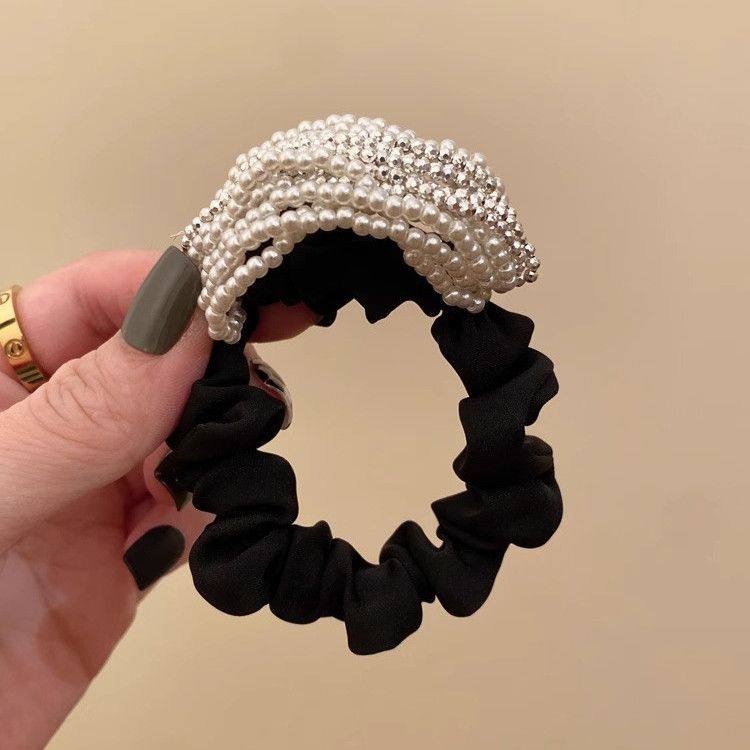 高品质黑色发圈气质优雅串珠头绳韩系高K级感丸子头马尾皮筋头饰,饰品/流行首饰/时尚饰品新,发饰,淘宝优惠券,粉丝福利购,淘宝优惠卷