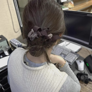 韩系爆款小众编织蝴蝶结大肠发圈显发量丸子头发绳高级感马尾头绳