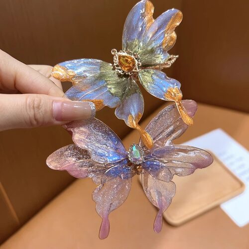 枯叶蝶立体蝴蝶发夹后脑勺