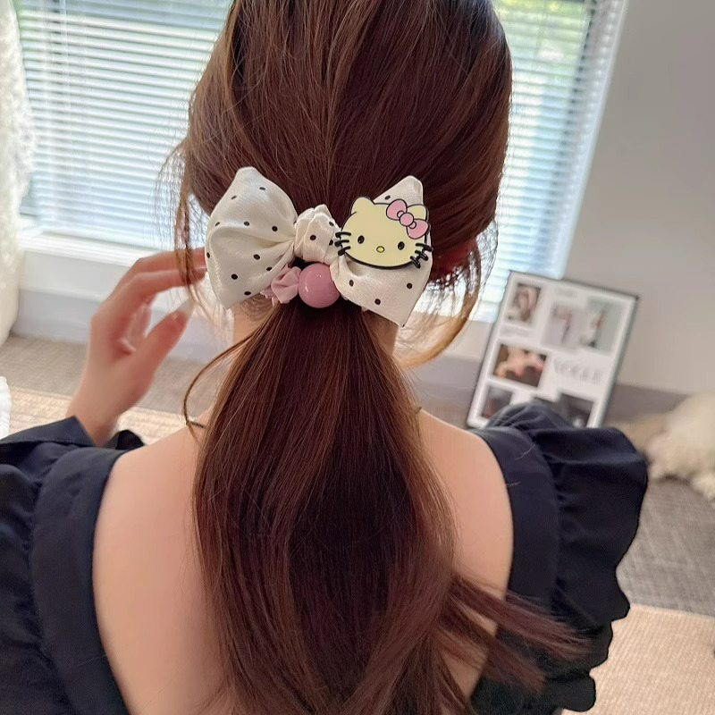 甜美气质粉圈波点蝴蝶结KT猫发圈可爱卡通扎丸子头马尾头绳发饰女,饰品/流行首饰/时尚饰品新,发饰,淘宝优惠券,粉丝福利购,淘宝优惠卷