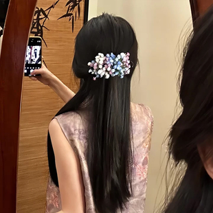 刘亦菲晚宴同款发饰满天星仿真花头饰发夹古堡公主油画感礼服头花