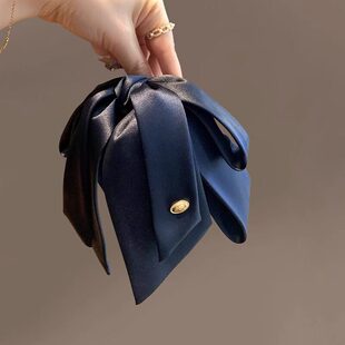 韩版简约INS黑色蝴蝶结马尾抓夹金标盘发抓发夹女高级感出勤夹子