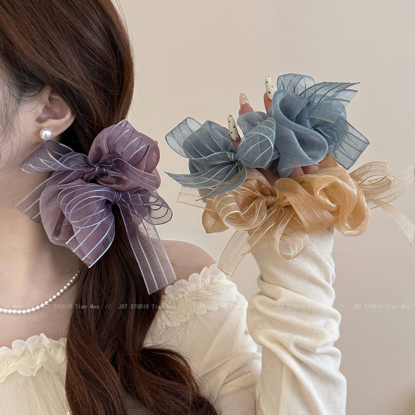 优雅紫色蝴蝶结轻纱发圈女新款高级感头绳丸子头弹力皮筋耐用发绳,饰品/流行首饰/时尚饰品新,发饰,淘宝优惠券,粉丝福利购,淘宝优惠卷