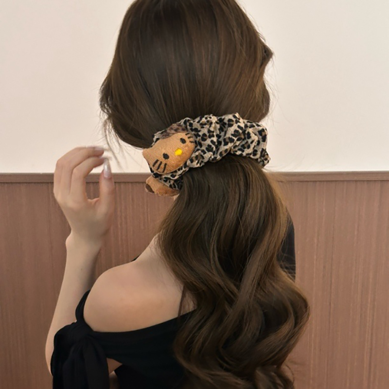 新款小众辣妹豹纹小猫发圈