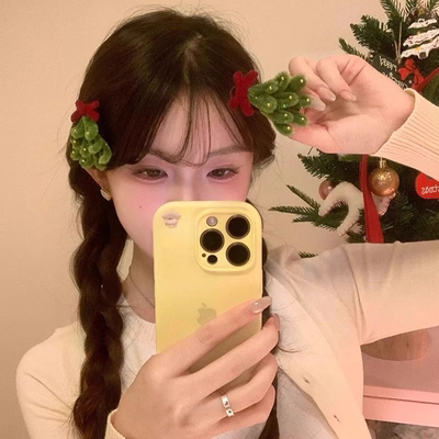 纯手工扭扭棒圣诞树刘海夹