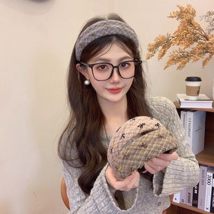 2025新款韩版格子蝴蝶结发箍女高级感百搭发卡头饰发饰头箍发饰女