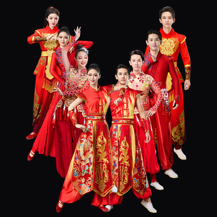 新款打鼓演出服装女男威风锣鼓水鼓舞服装中国风大气开场舞演出服