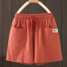 2025夏季薄款女士时尚短裤中年妈妈短裤宽松百搭抽绳休闲五分裤