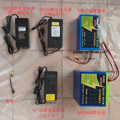 堆高机48V15AH30AH50AH锂电池圆头品字头锂电充电器非标锂电池定