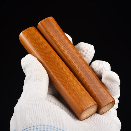 四方形实心竹手把件文玩竹子把件盘完精品高密度实心玉竹把玩件