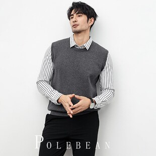 假两件衬衫领毛衣男士加绒加厚秋冬季潮流针织衫高级感打底杉线衣