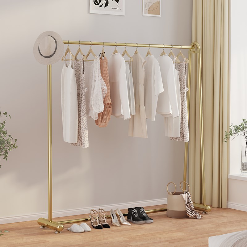 新款服装店展示架落地式女装货架金色挂衣架陈列组合店面侧挂架子