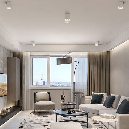 明装筒灯无主灯客厅照明方形走廊阳台天花灯led射灯免开孔斗胆灯