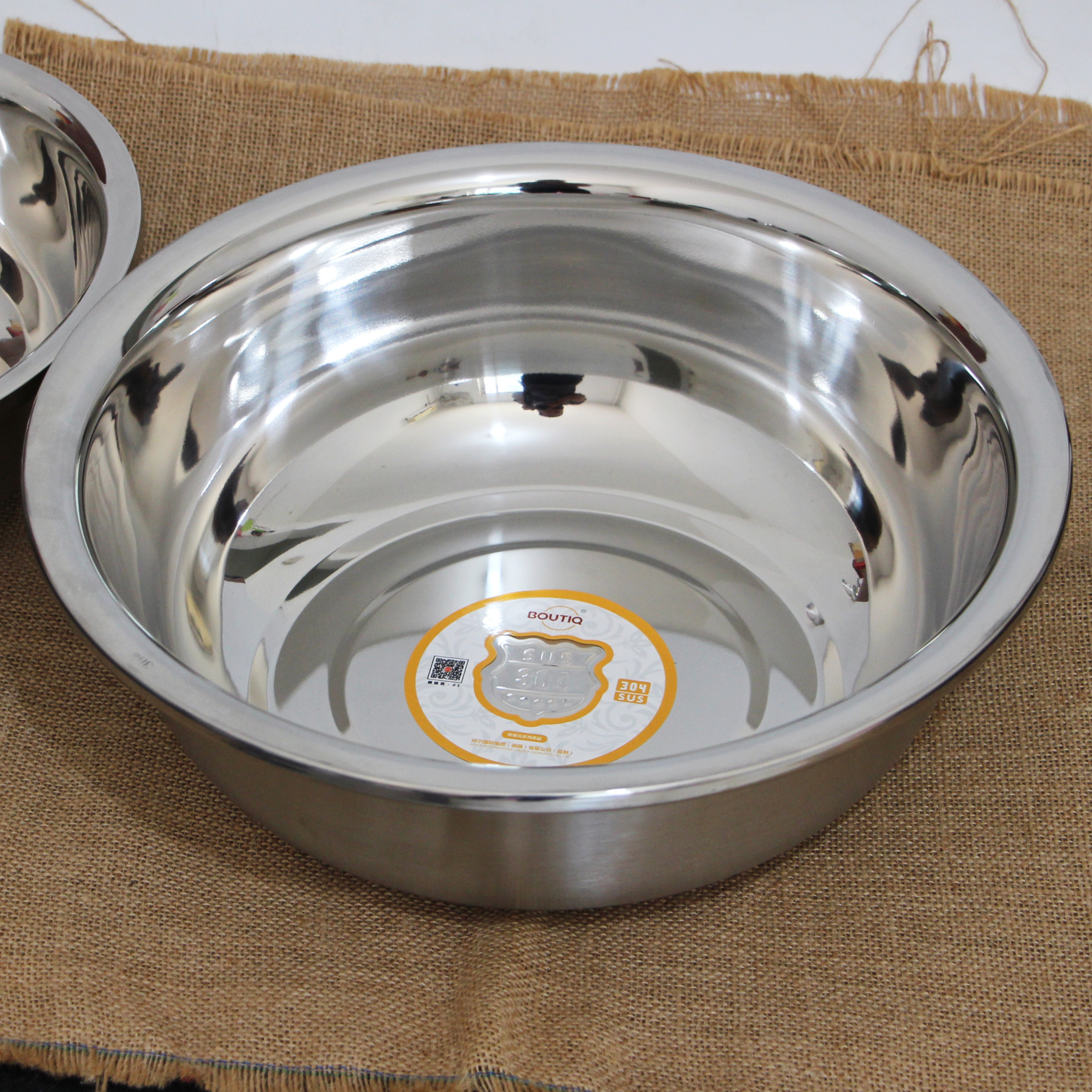 德式巨厚加深304不锈钢饭店食堂装菜洗菜盆大号和面盆生熟28-40cm