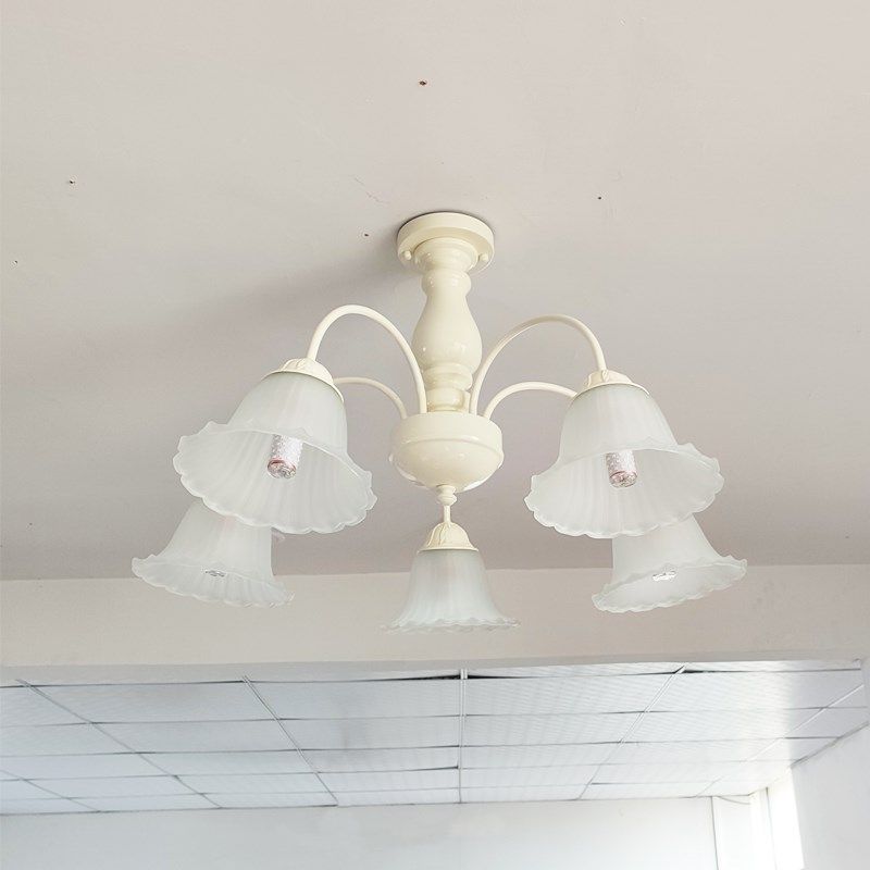 美式乡村铃兰花客厅吊灯法式复古奶油风餐厅主卧室女孩房吸顶灯具