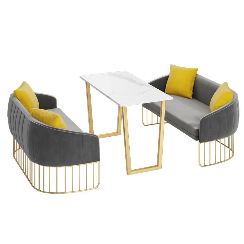 咖啡厅卡座铁艺休闲沙发洽谈接待水吧休息区甜品奶茶店桌椅组合