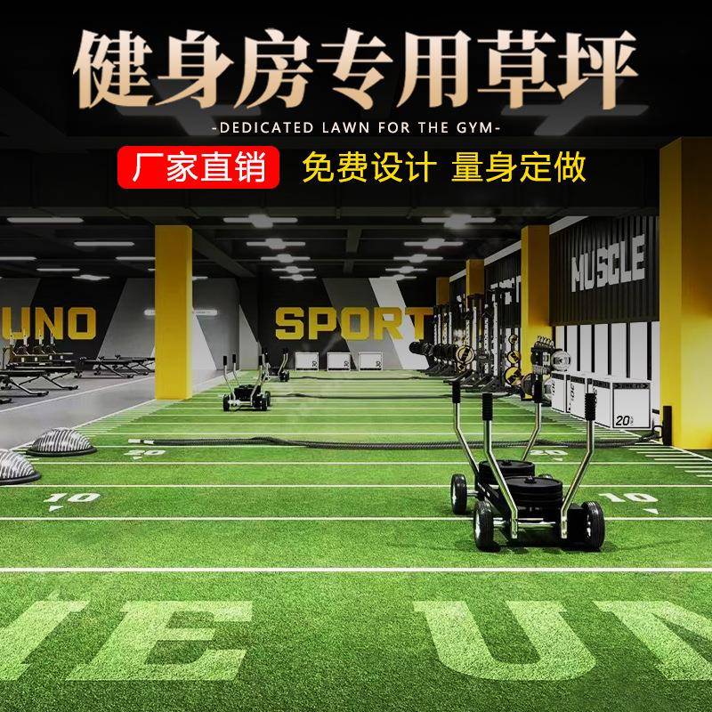 健身房人工草皮跑道草坪刻度白线功能图案LOGO地毯私教运动垫