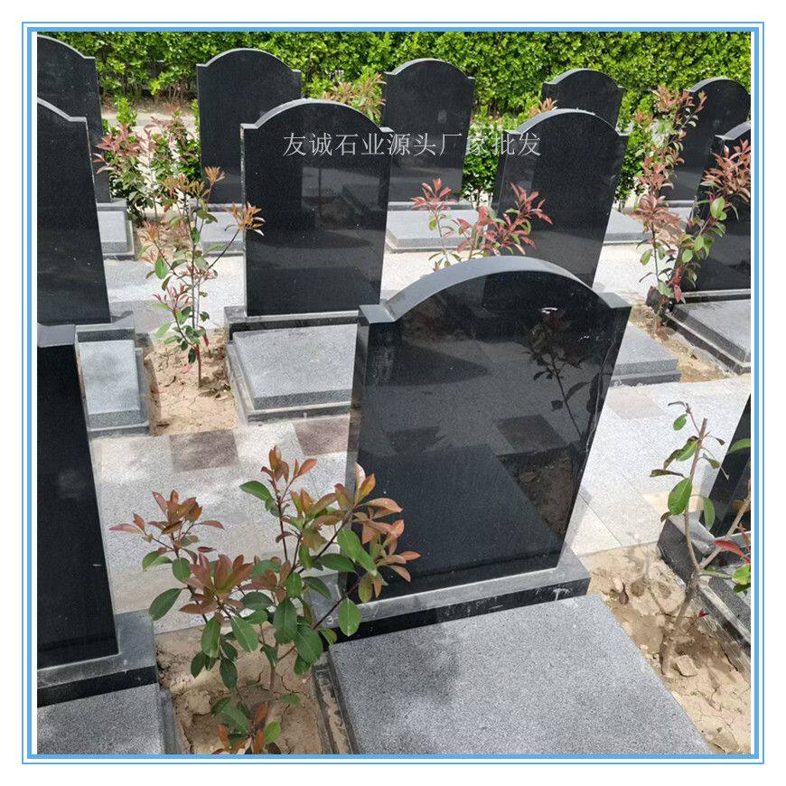 石雕墓碑石碑芝麻白石材墓碑 公墓成套墓碑石碑 可来图设计加工