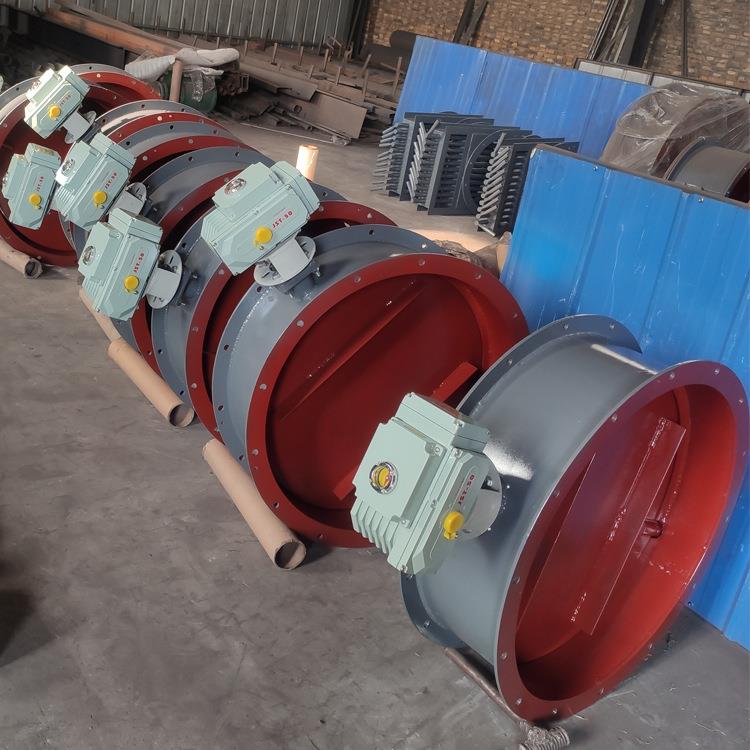 DN500电动圆形烟道通风调风阀 法兰式风管电动硬密封蝶阀