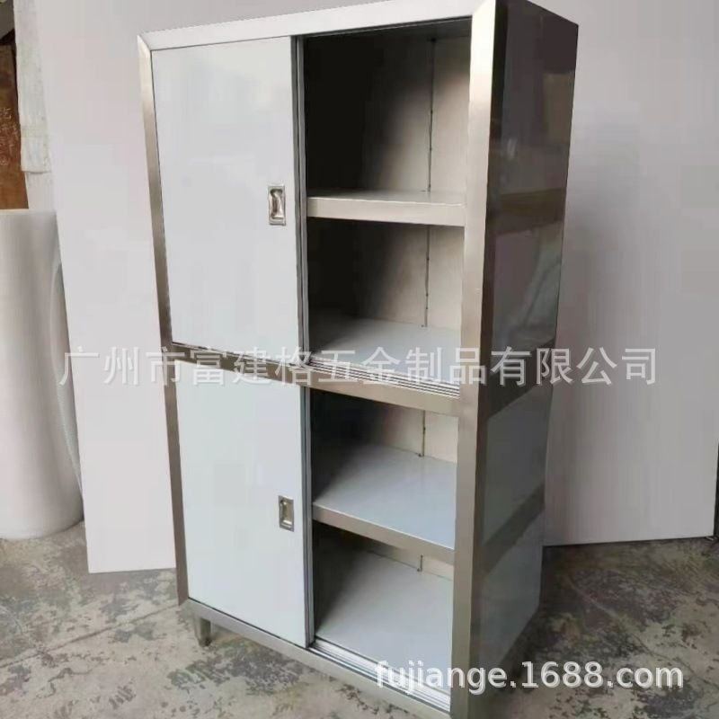 304不锈钢厨房碗柜家用橱柜餐具柜厨储物置物柜整体焊接加厚商用