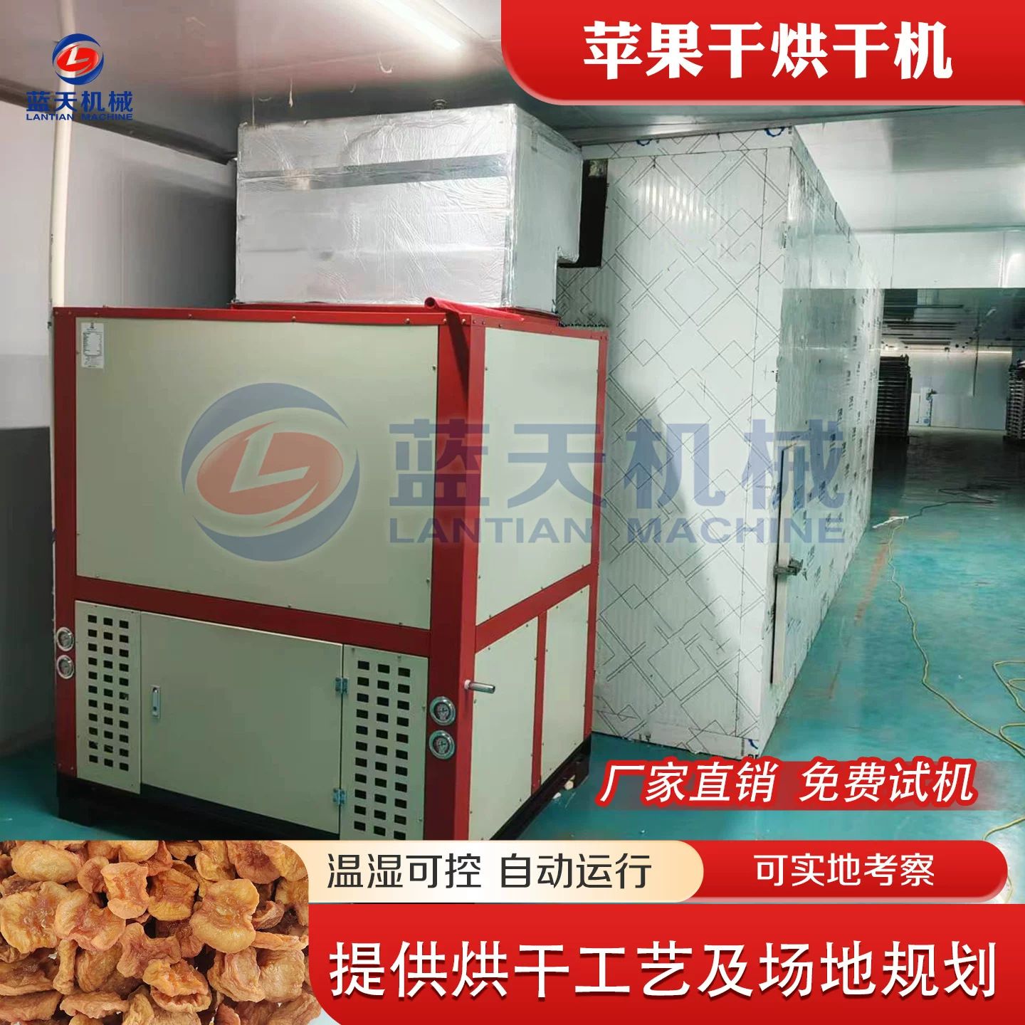 苹果干烘干机 苹果去皮去核切片烘干整套设备 水果茶苹果圈烘干房