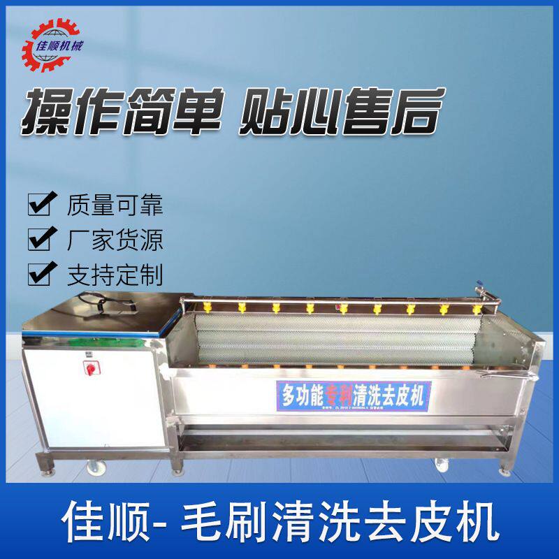 全自动毛刷土豆清洗机 商用红薯马蹄生姜毛辊去泥去皮机