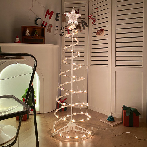 耶诞节2023新款发光耶诞树LED灯摆件场景布M置家用ins风高级感装