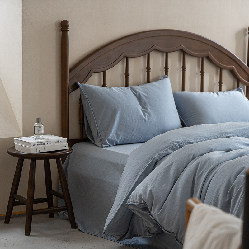 日式80支全棉贡缎四件套北欧简约