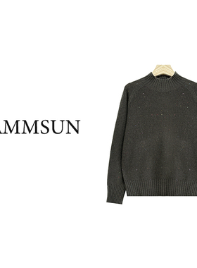 8026-780半高领亮片针织羊毛衫长袖时尚休闲百搭宽松半高领秋冬