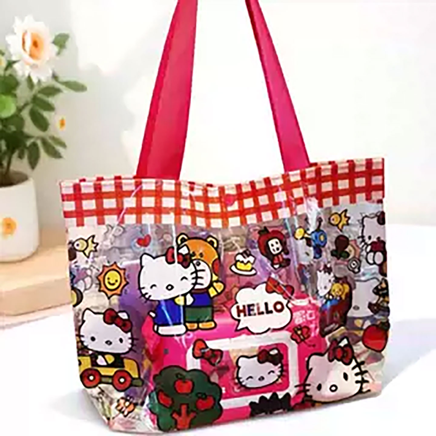 可爱kitty猫透明手提包