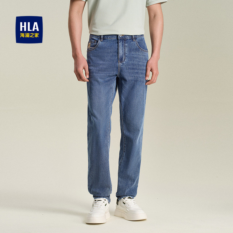 海澜之家时尚直筒五袋款牛仔裤男