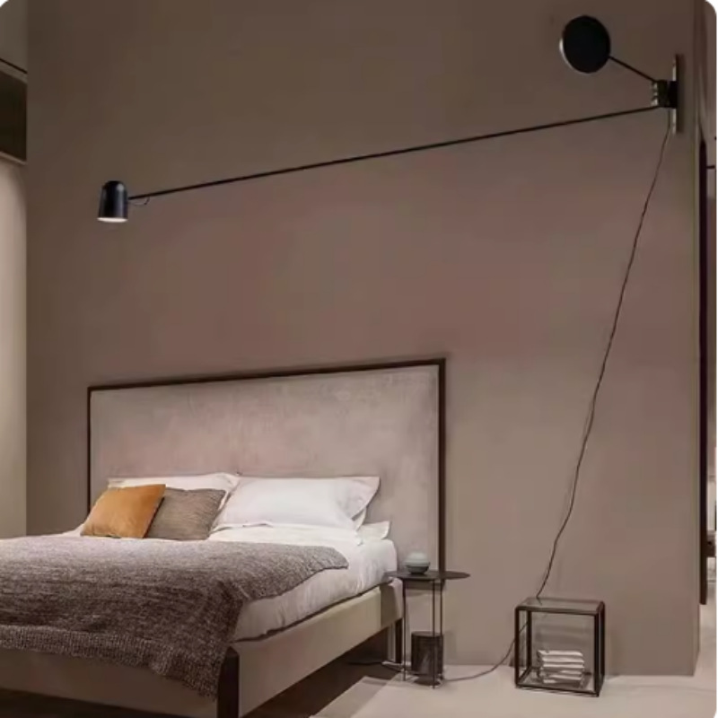 意大利设计师款现代简约摇臂长杆壁灯可调节长臂书房阅读装饰灯