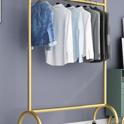 可移动晾衣架落地单杆简易室内家用阳台挂衣网红酒店凉晒被子带轮