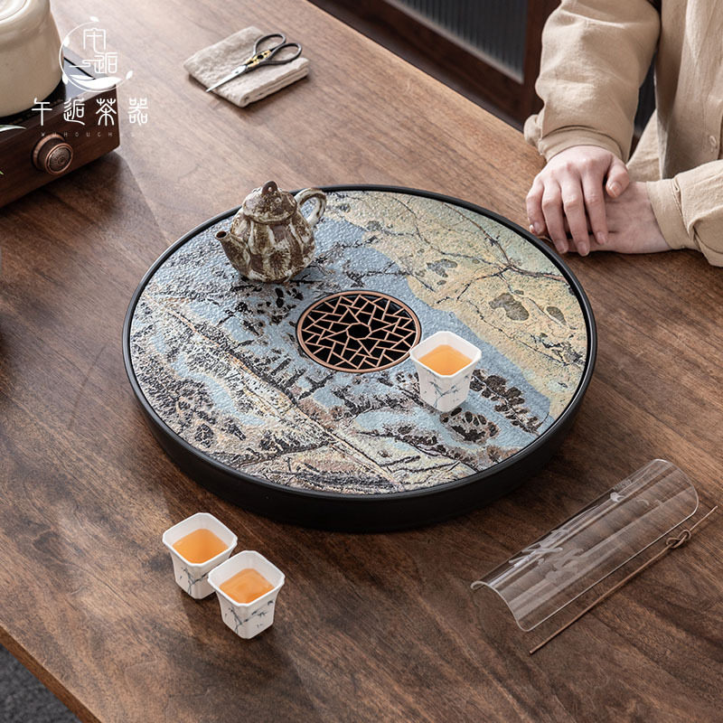 2025新款干泡茶盘储排双用圆形家用茶台沥水茶具托盘小型简约茶海