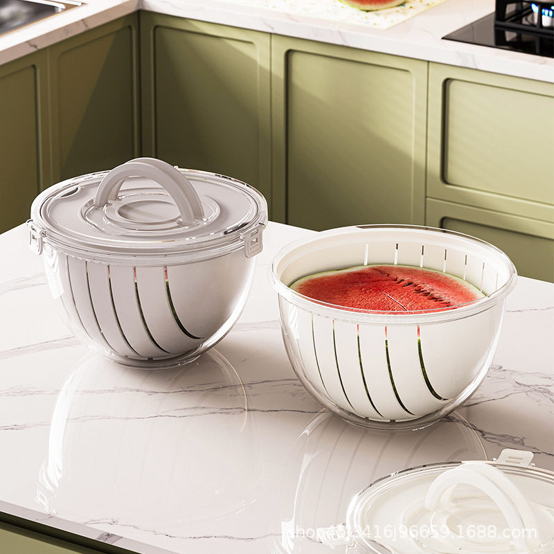 欧思丽冰箱收纳盒西瓜水果防窜味保鲜盒带盖沥水篮