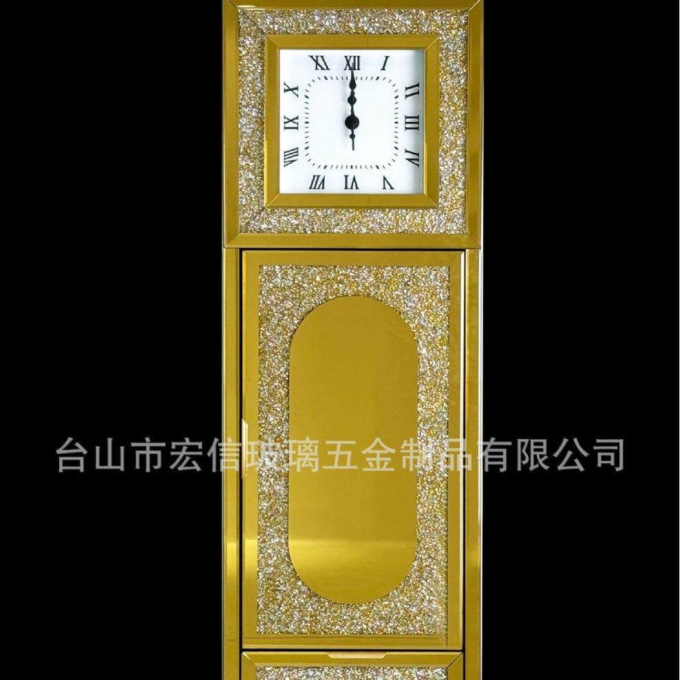 现货铺货落地钟镜面玻璃室内装饰金色