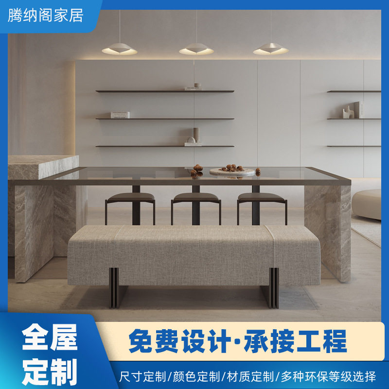 工厂衣柜定制简约风厨房整体家用厨柜石英石台面灶台柜一体批发