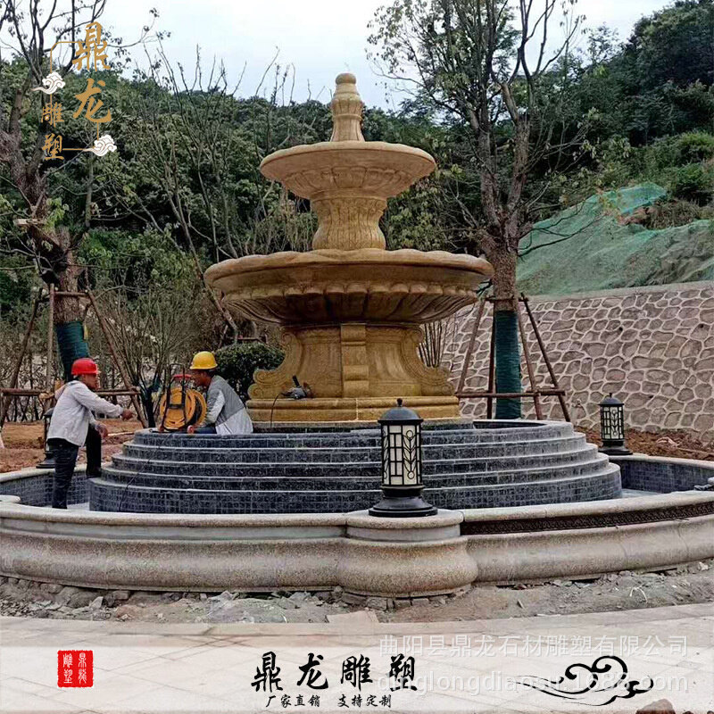 石雕喷泉户外庭院流水景观园林欧式水钵鱼池石材水系大型摆件