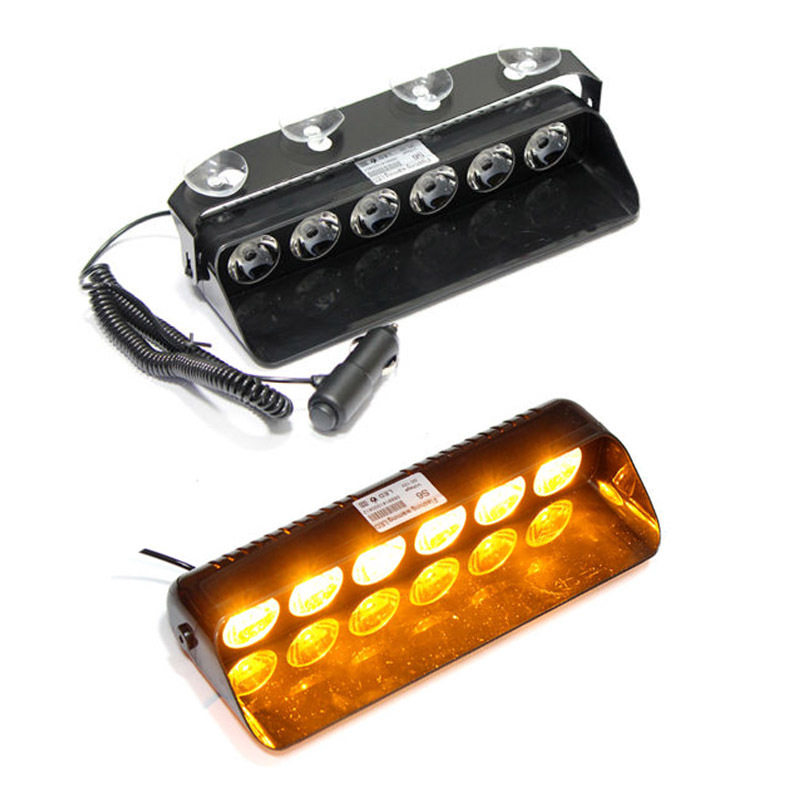 S6 6LED 汽车6LED吸盘爆闪灯 18W挡风玻璃吸盘铲盘爆闪警示灯