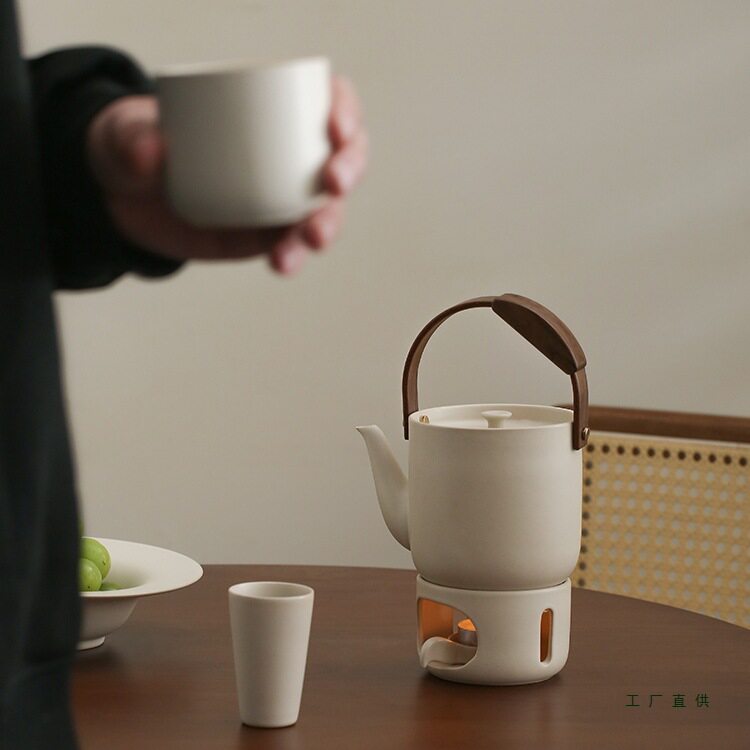 INS中古提梁茶壶套装陶瓷温茶围炉小型泡茶大容量家用茶具