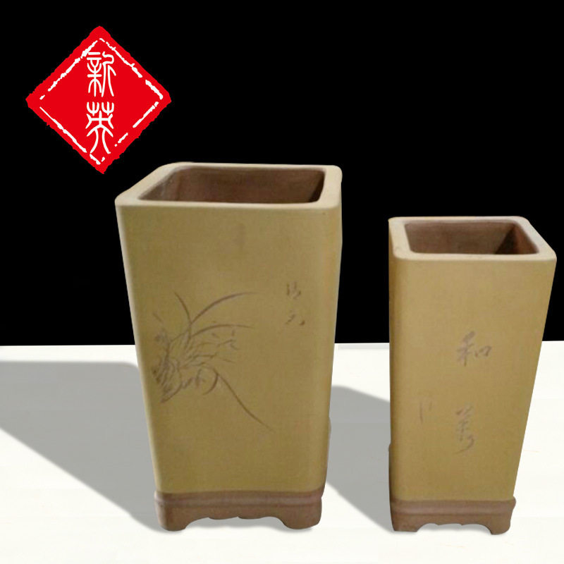 粗陶创意花插盆 四方大口径花盆 特大号紫砂花盆批发 大号花盆