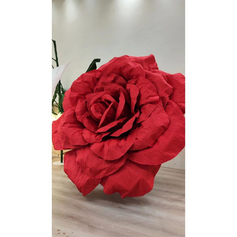 大型仿真花巨型纸艺花婚礼玫瑰花手揉纸婚庆美陈道具橱窗落地摆件