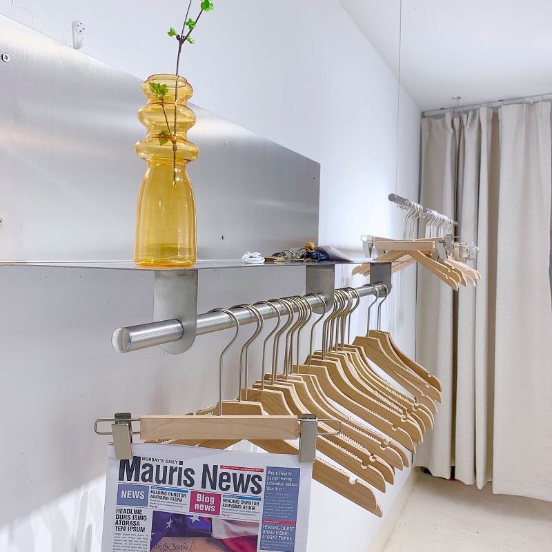不锈钢展示架男女服装店陈列隔板店铺侧挂上墙挂衣杆壁挂收纳