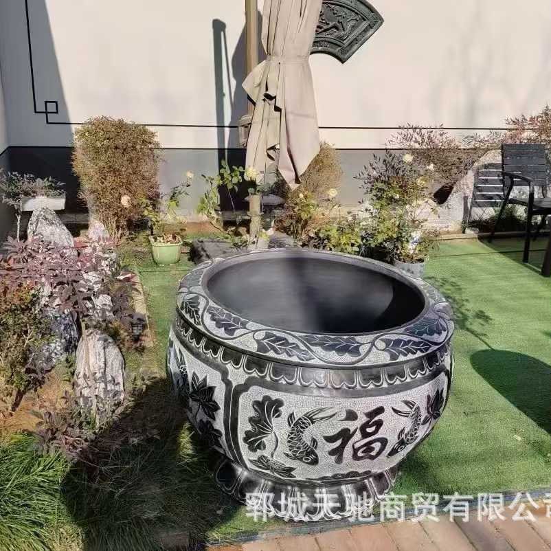 石缸庭院养鱼批发大水缸青石仿古户外荷花盆四合院聚水谭石雕浴缸