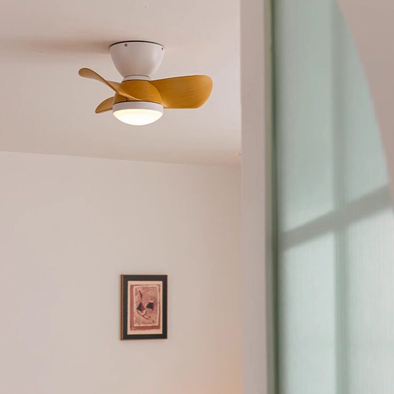 卧室灯光中古风密码风扇灯胡桃木色实木吊扇灯北欧书房古铜色餐厅