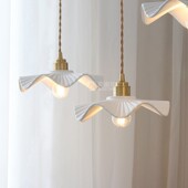 日式 波浪陶瓷卧室床头吊灯北欧飘窗衣帽间书房民宿餐厅吧台灯具