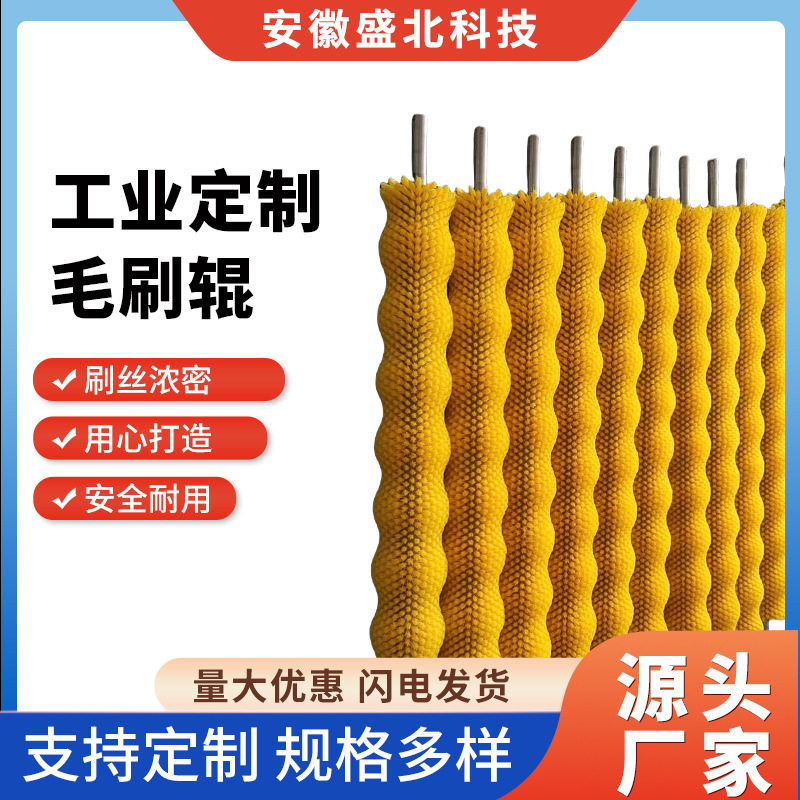 厂家制做工业清洗机尼龙丝毛刷辊抛光除尘扫灰工业毛刷辊
