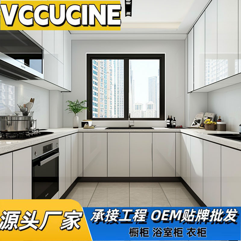 佛山外贸出口澳洲欧式现代简约烤漆壁挂式整体厨房橱柜订置厂家